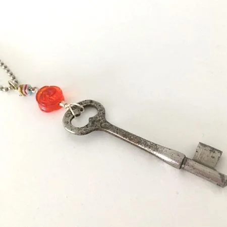 "TsKeys" Handmade Rose and Vintage Key Necklace